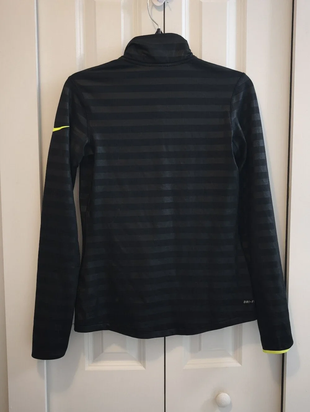 Nike Womens Black Dri-FIT Pullover with Neon Yellow Accent